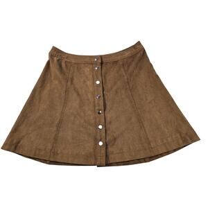 Abercrombie faux suede brown button front grunge mini skirt high rise size 6
